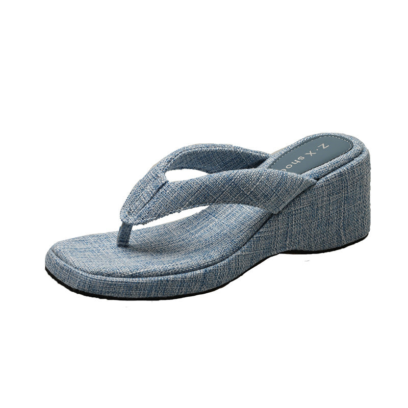 Wholesale Wedge Thick-soled High-heeled Flip-flops Women's Summer Beach Sandals